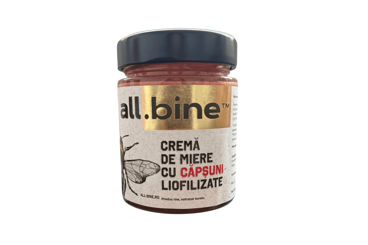 Crema de Miere cu Capsuni Liofilizate 300g - Camara Copilariei