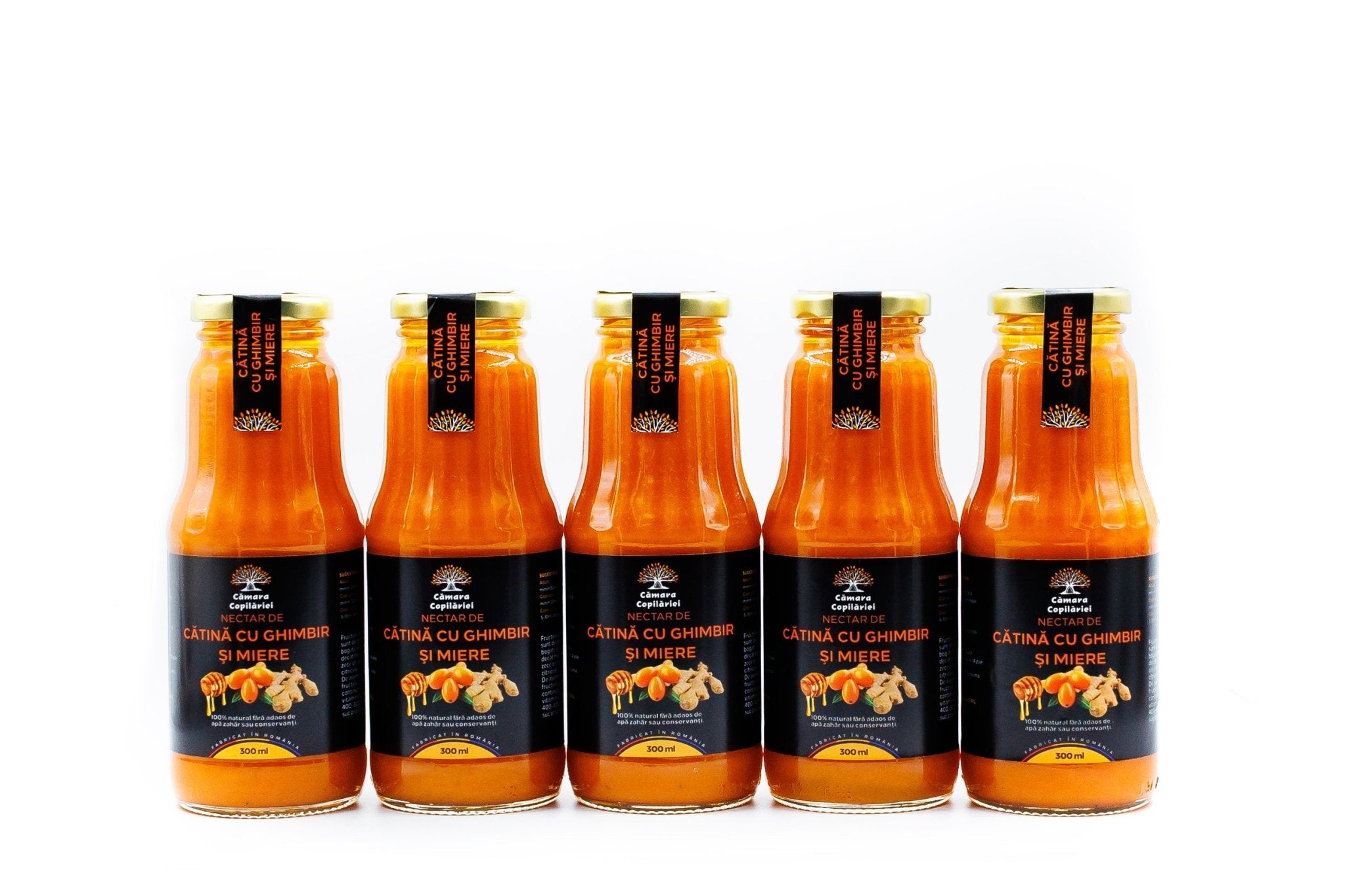 Nectar de Cătină cu Miere și Ghimbir - 5 sticle x 300ml - Camara Copilariei